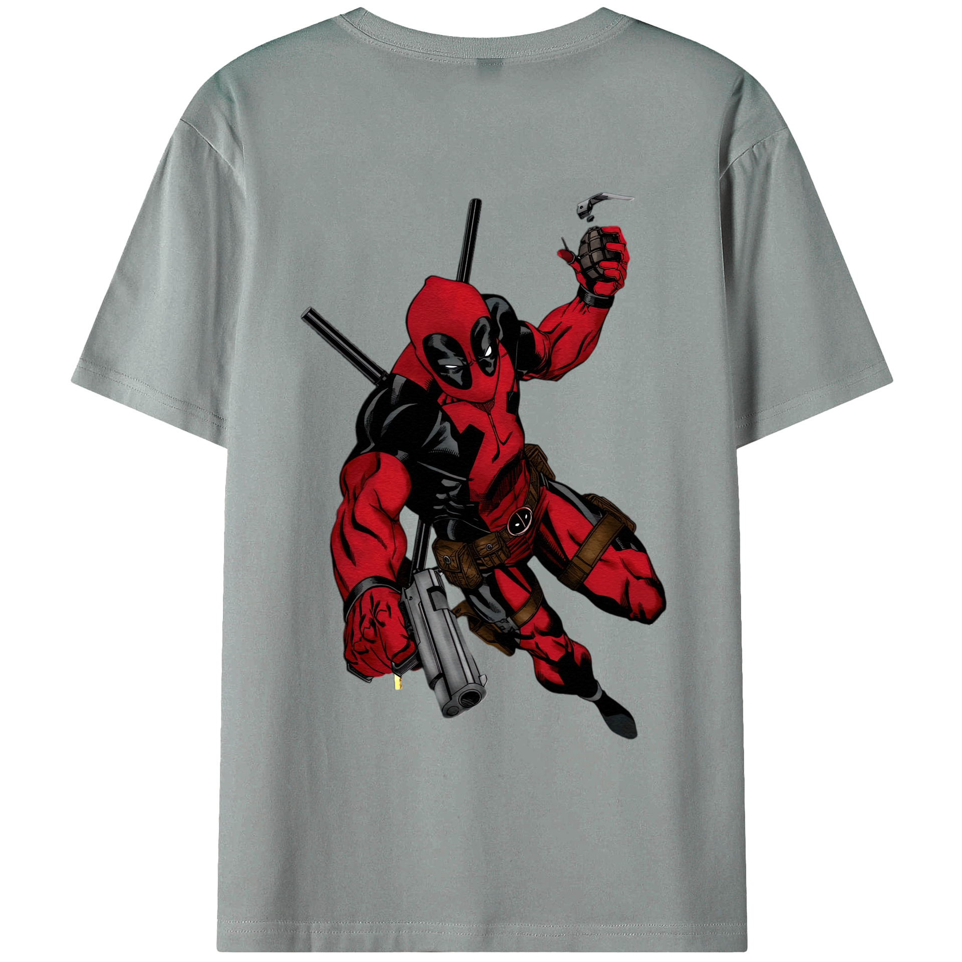 （画像用） Deadpool デッドプール 綿100％ メンズ半袖Tシャツ（バックプリント） 通気性